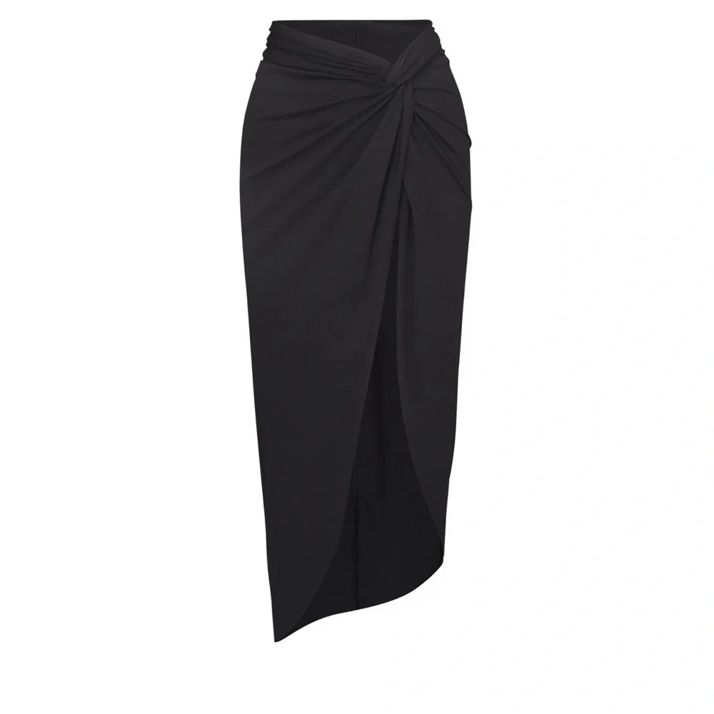 SKIMS Black Twist Front Swim Sarong